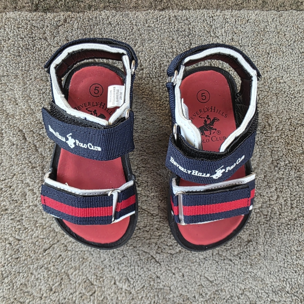 Beverly Hills Polo Club Boys Sandals - Red and Navy